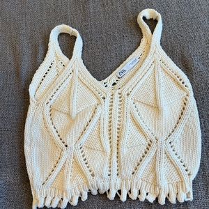 Cream / Off-white Knit Zara Crop Top